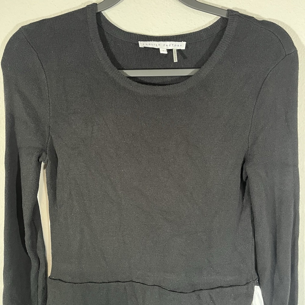 English Factory Black White Tiered Contemporary Mini Dress Size S quiet luxury - Picture 8 of 9